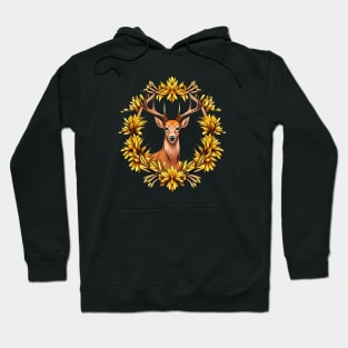 A White Tailed Deer Surrounded By Goldenrod Nebraska State Tattoo Art Hoodie